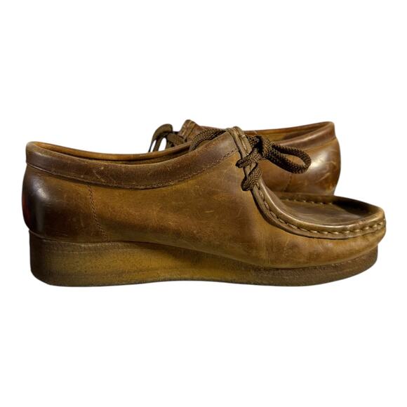 Clark’s Wallabee Moc Toe Leather Shoes Men’s 7 Brown Lace-Up Casual Comfort - Picture 7 of 8